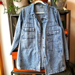 Vintage Denim Jacket, Duster style, Korean denim